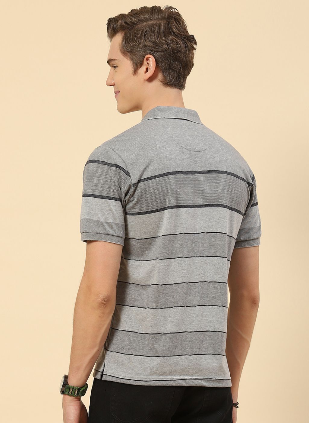 Men Grey Stripe T-Shirt