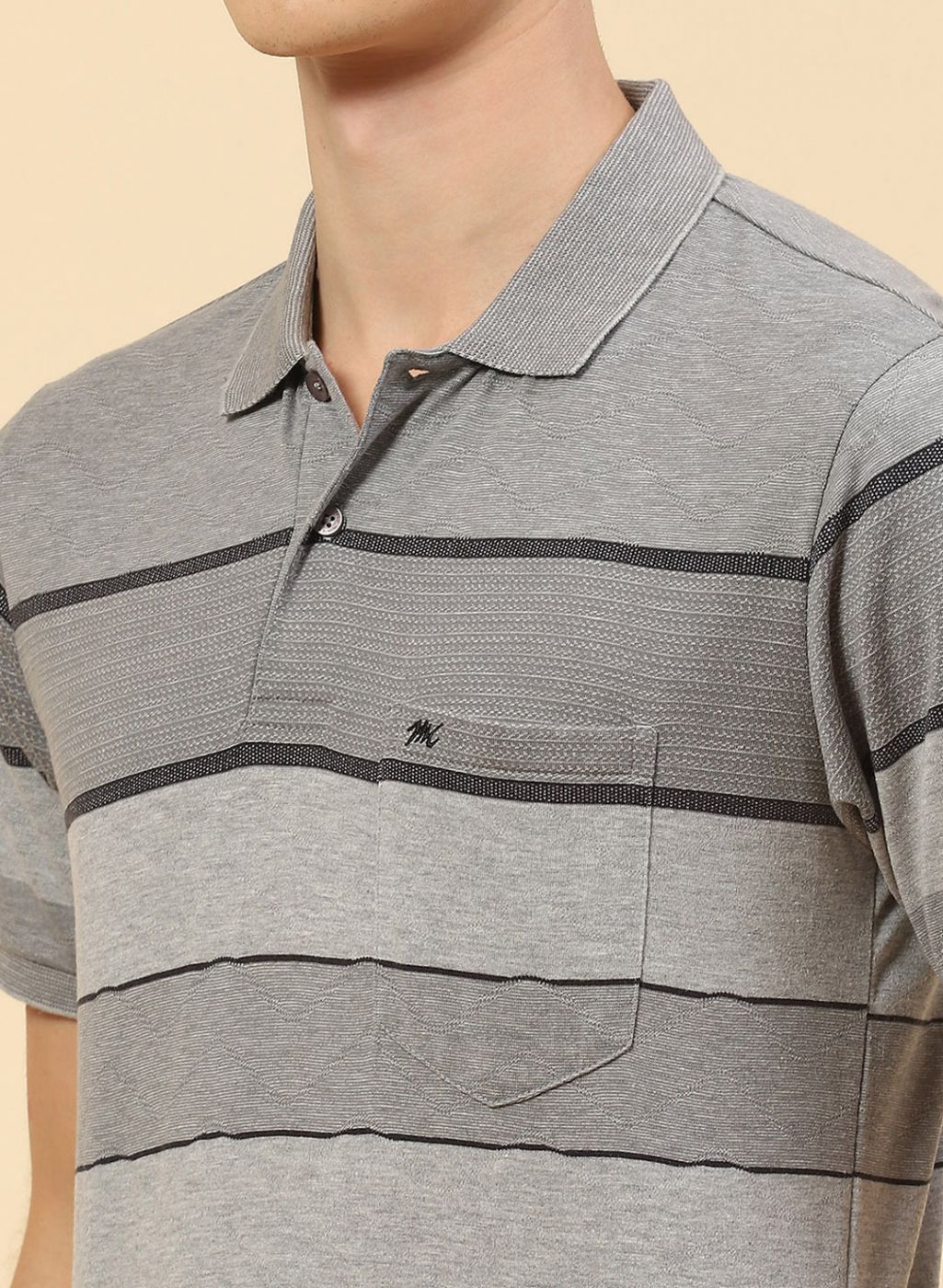 Men Grey Stripe T-Shirt