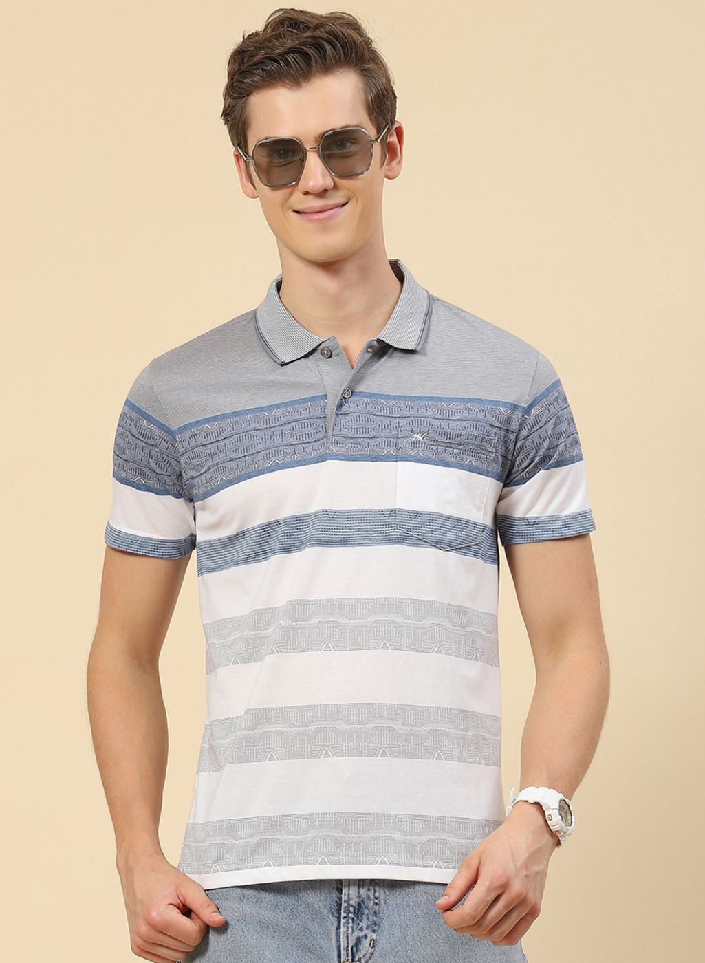 Men Blue Stripe T-Shirt