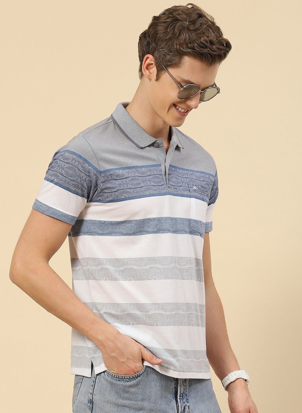 Men Blue Stripe T-Shirt