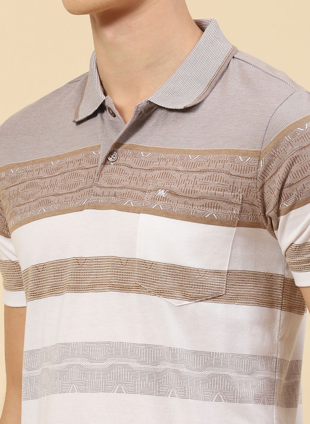 Men Brown Stripe T-Shirt