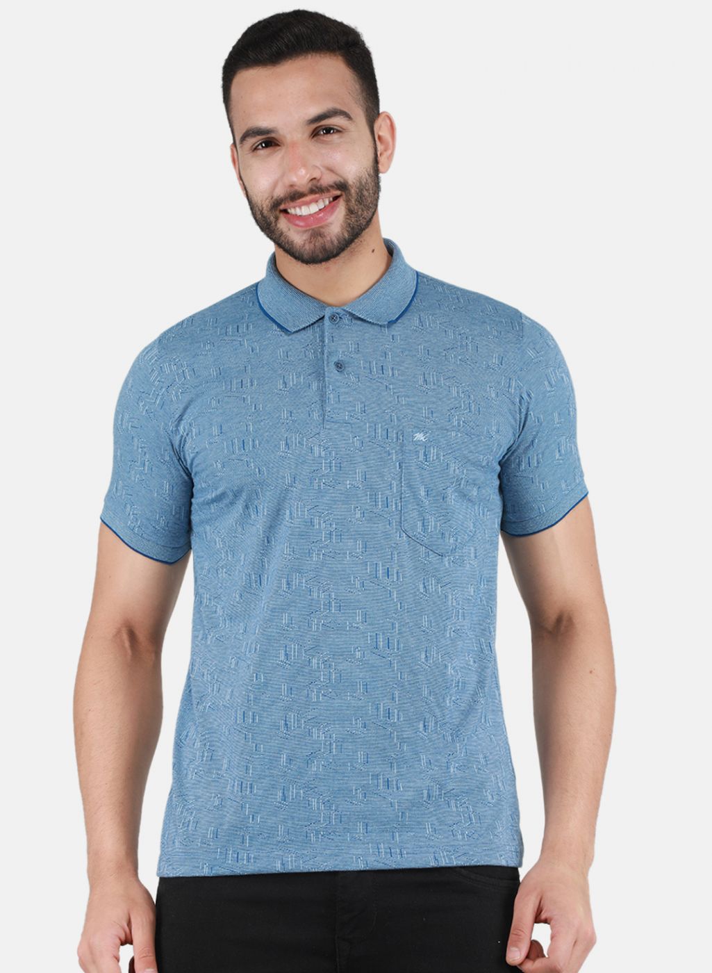 Men Sky Blue Printed T-Shirt