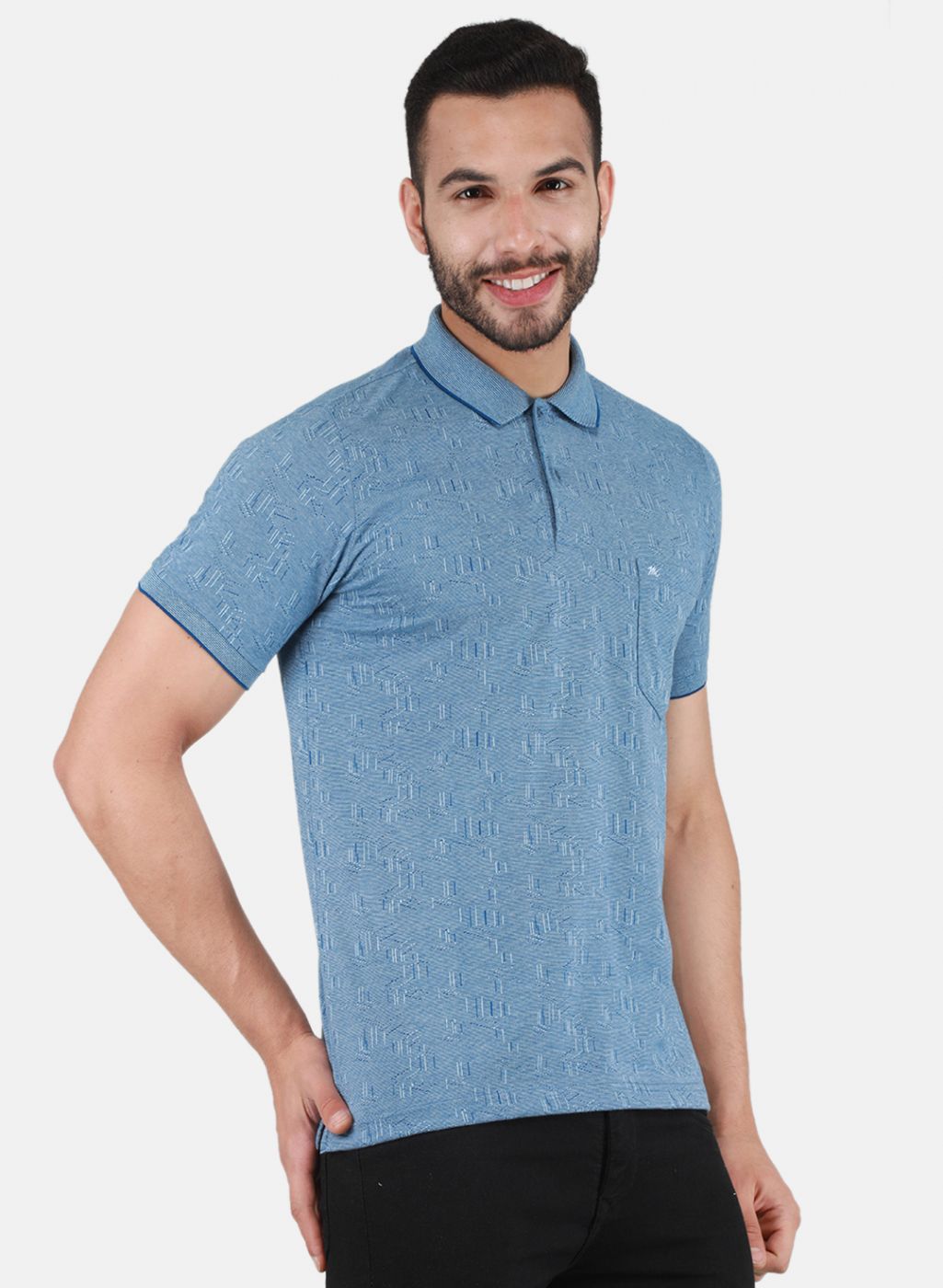 Men Sky Blue Printed T-Shirt