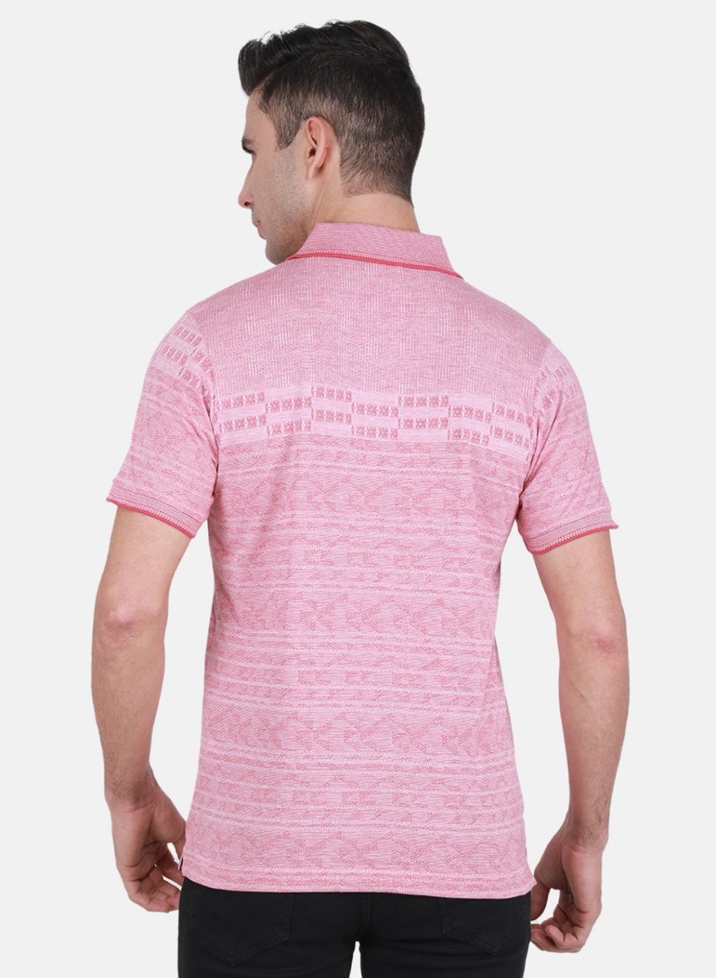 Men Pink Jaquard T-Shirt