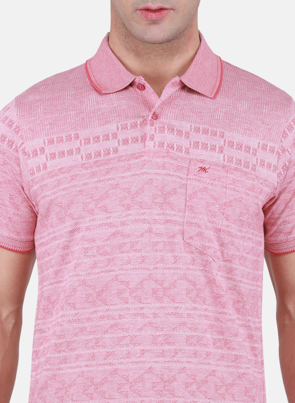 Men Pink Jaquard T-Shirt