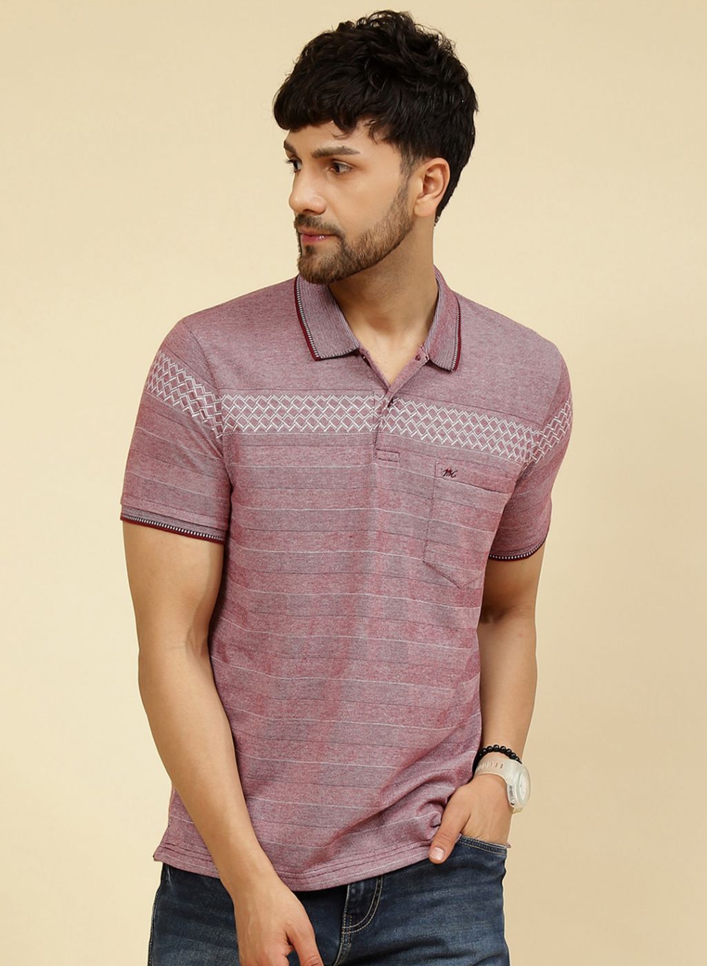 Men Maroon Printed T-Shirt