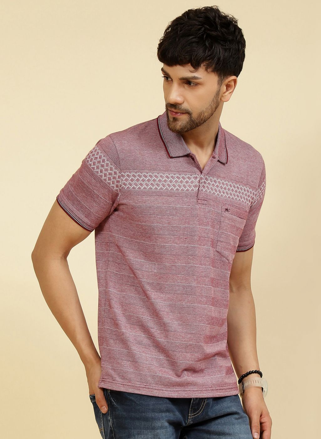 Men Maroon Printed T-Shirt