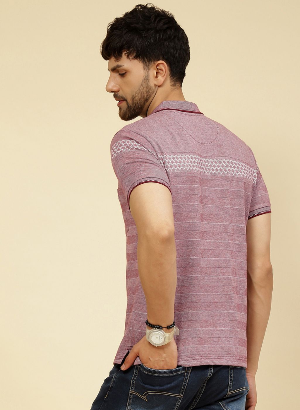 Men Maroon Printed T-Shirt