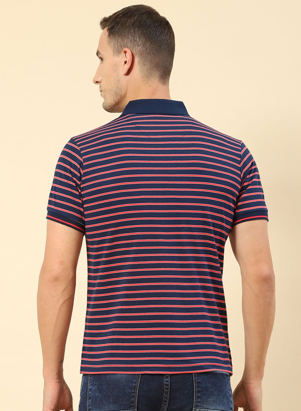 Men NAvy Blue Stripe T-Shirt