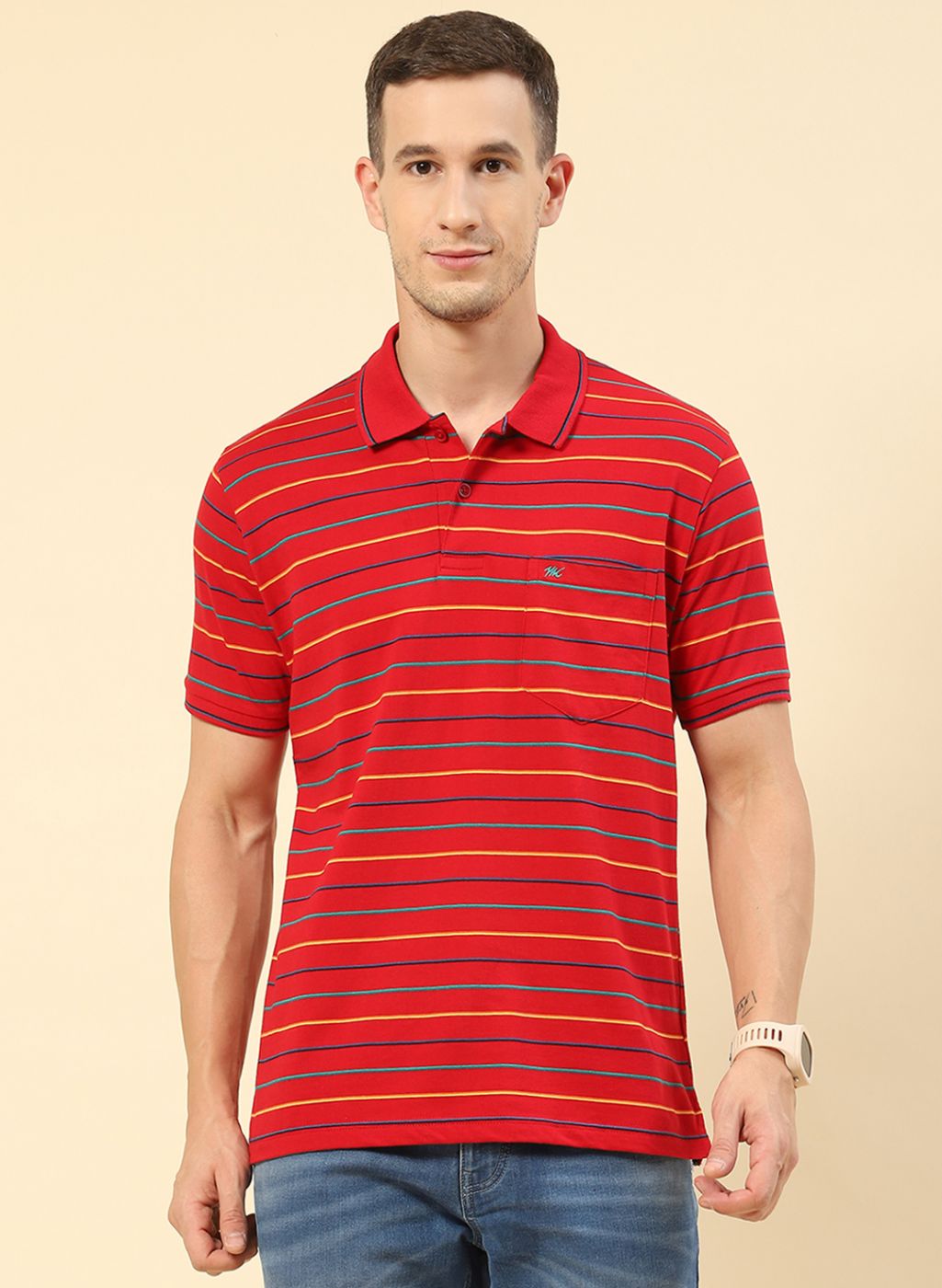 Men Red Stripe T-Shirt