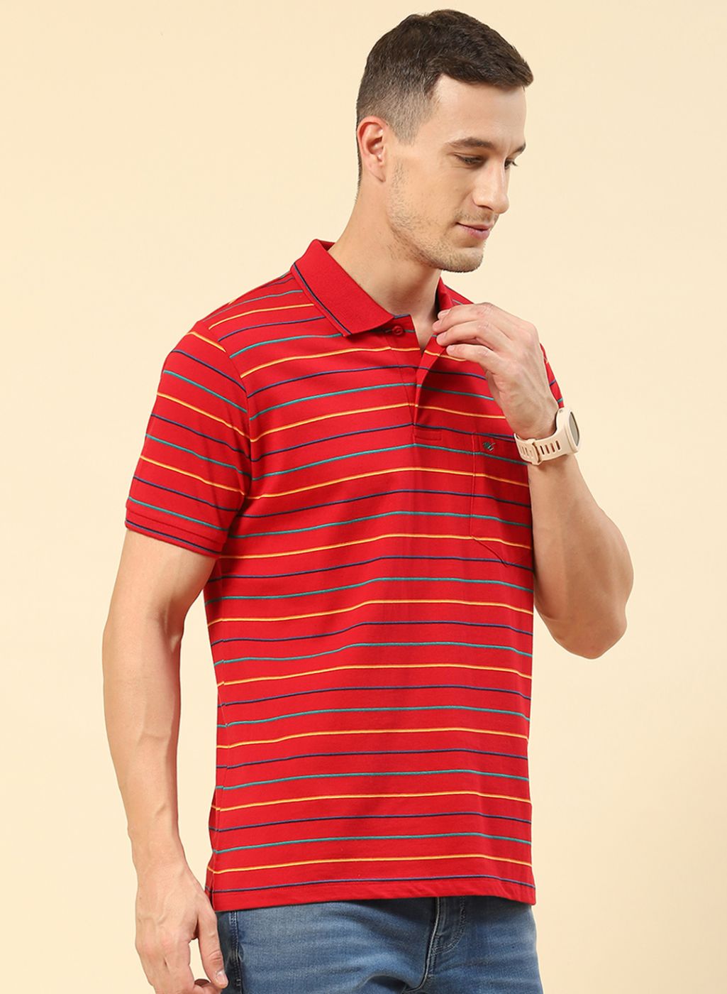 Men Red Stripe T-Shirt