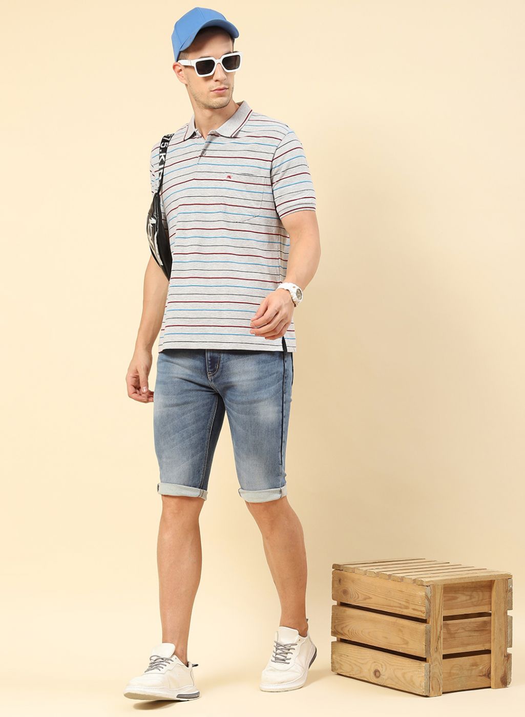 Men Grey Stripe T-Shirt