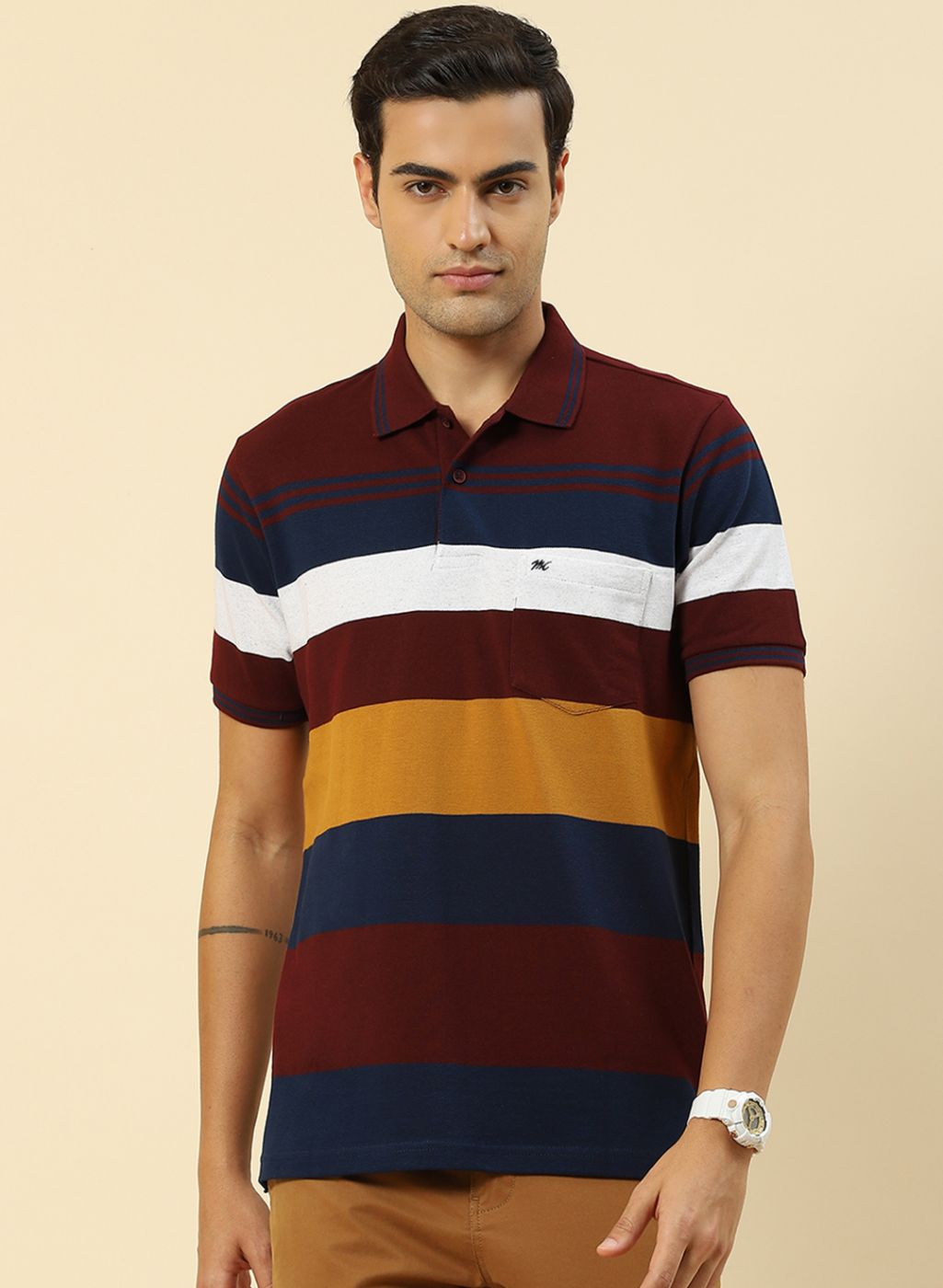 Men Maroon Stripe T-Shirt