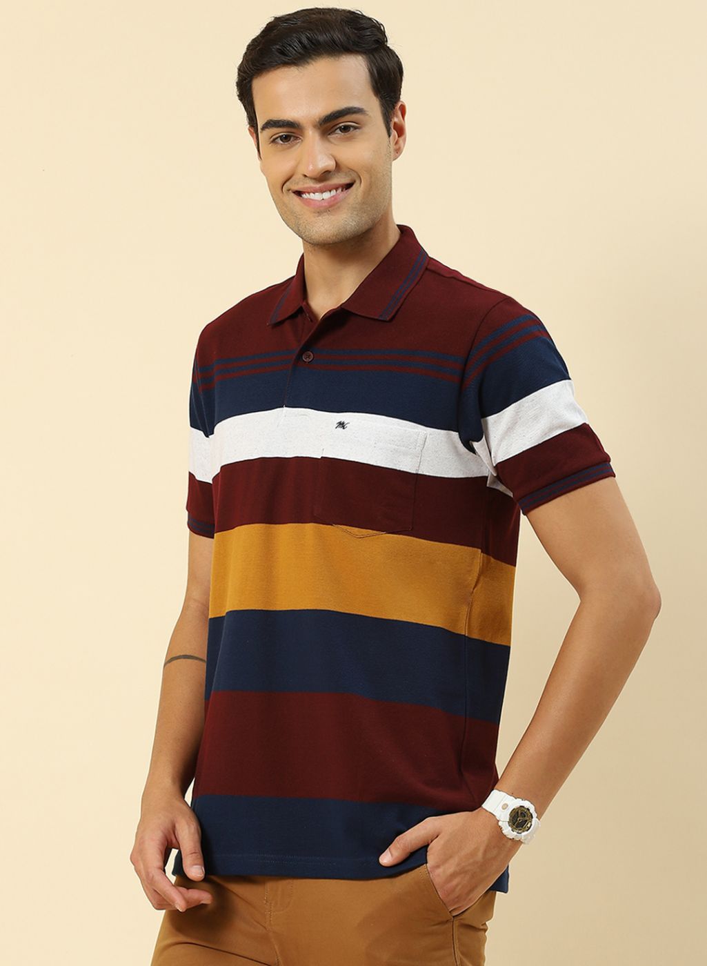 Men Maroon Stripe T-Shirt