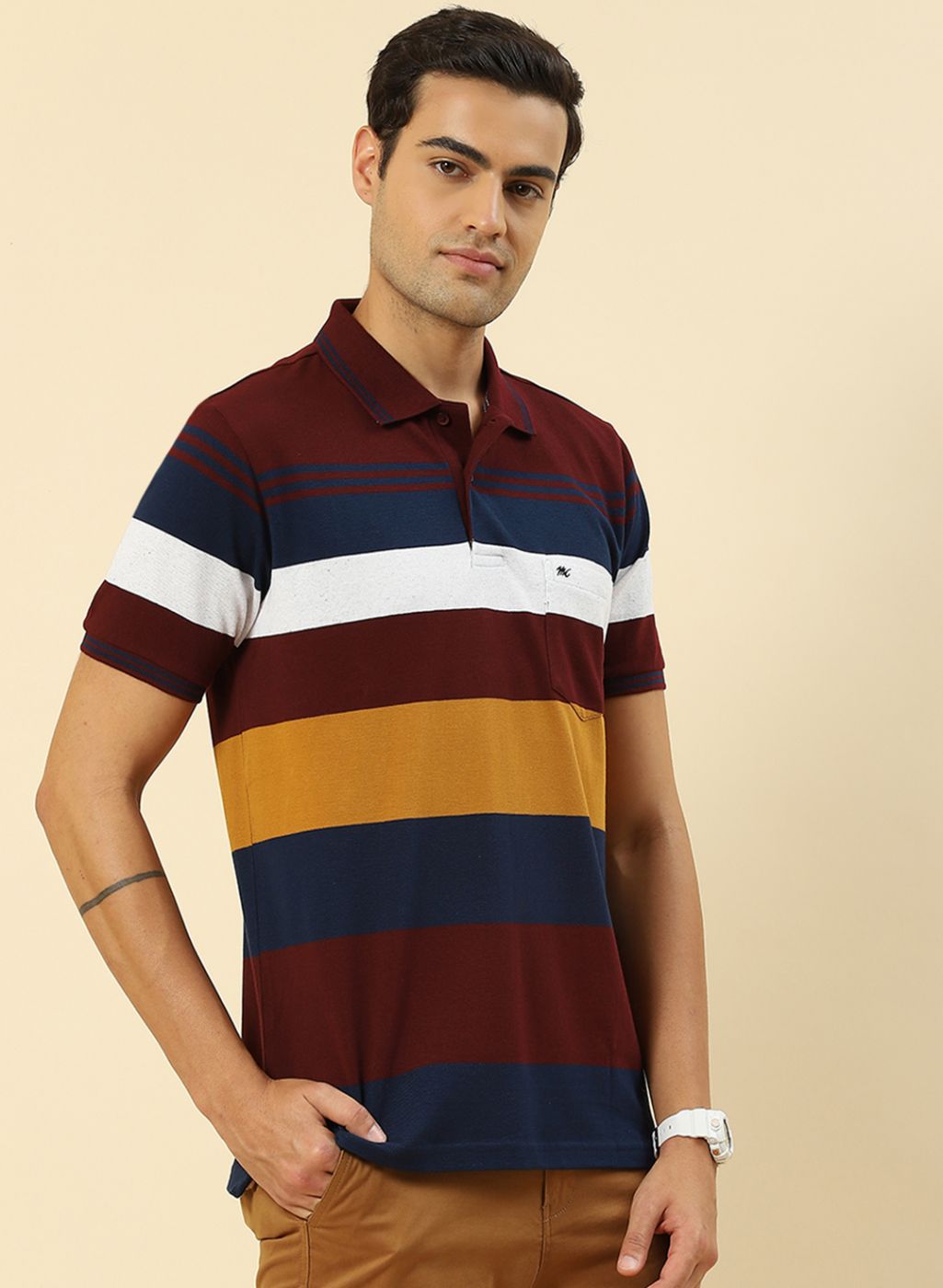 Men Maroon Stripe T-Shirt