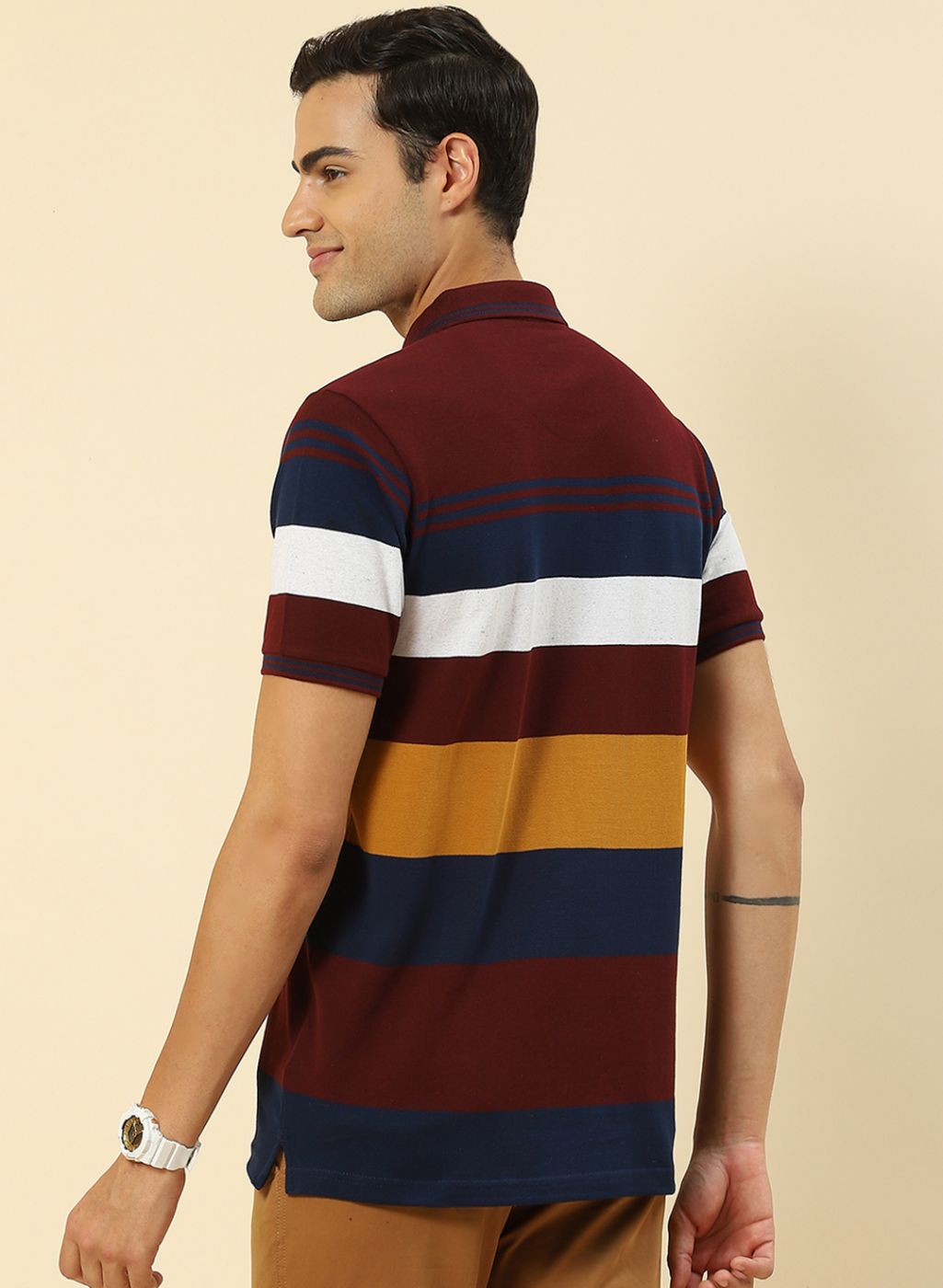 Men Maroon Stripe T-Shirt