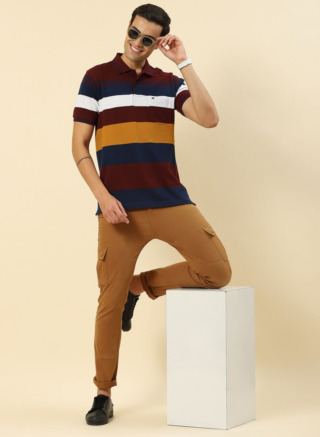 Men Maroon Stripe T-Shirt