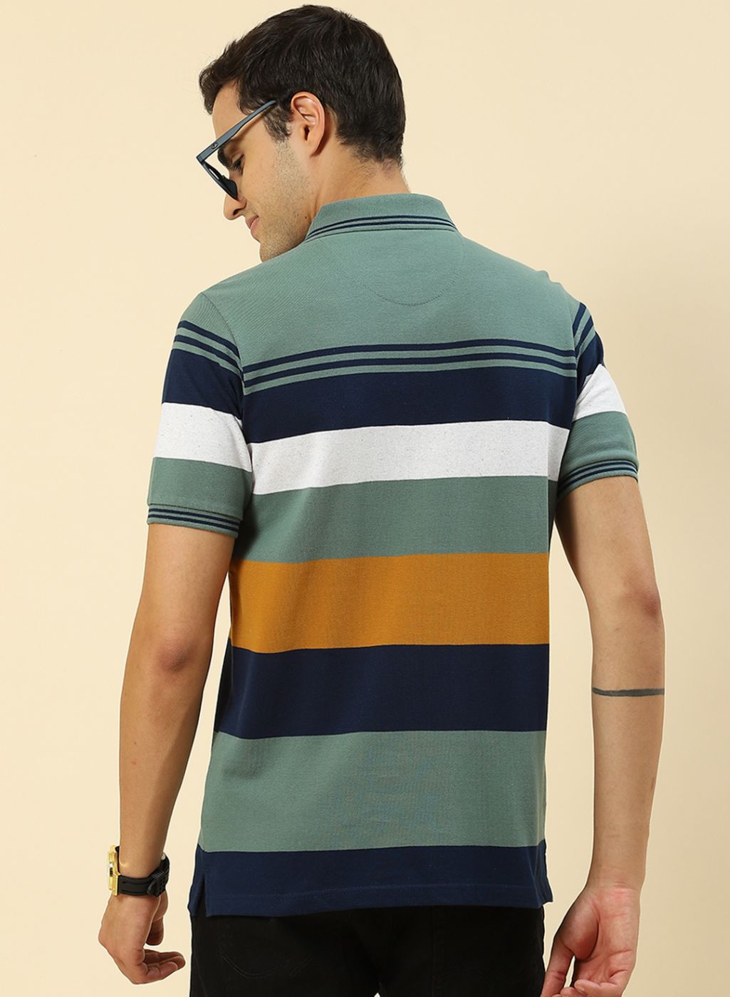 Men Green Stripe T-Shirt