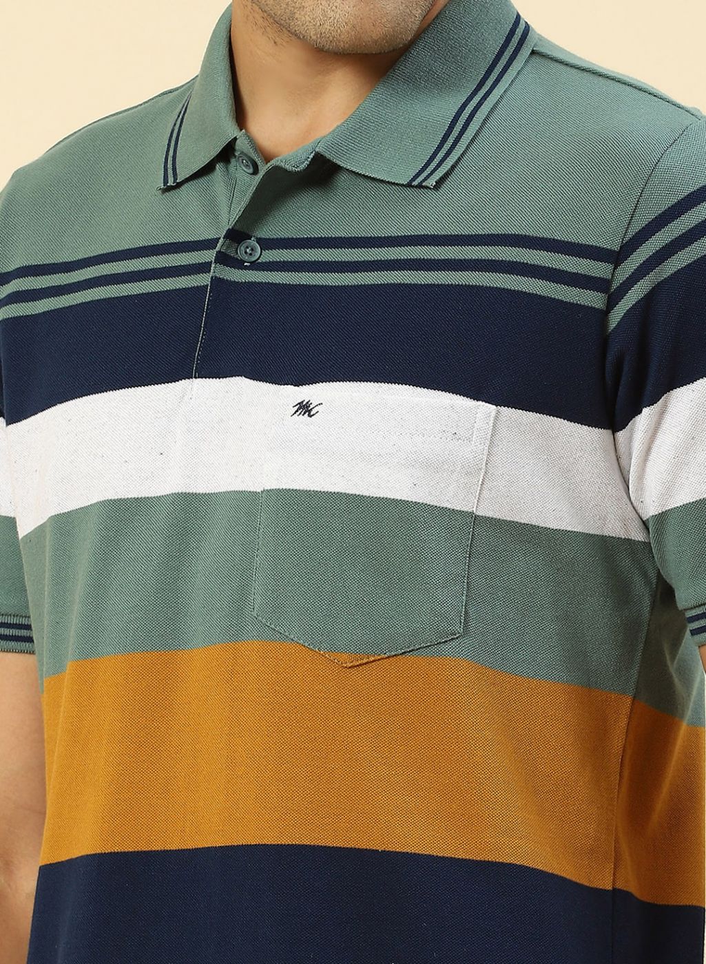 Men Green Stripe T-Shirt