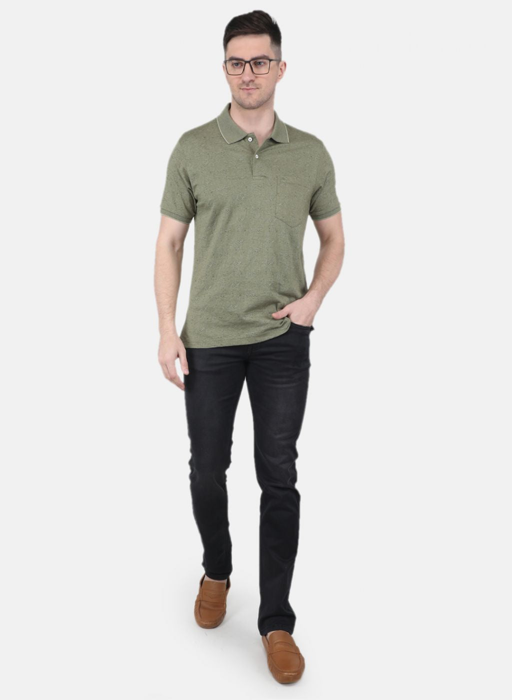 Men Olive Printed T-Shirt