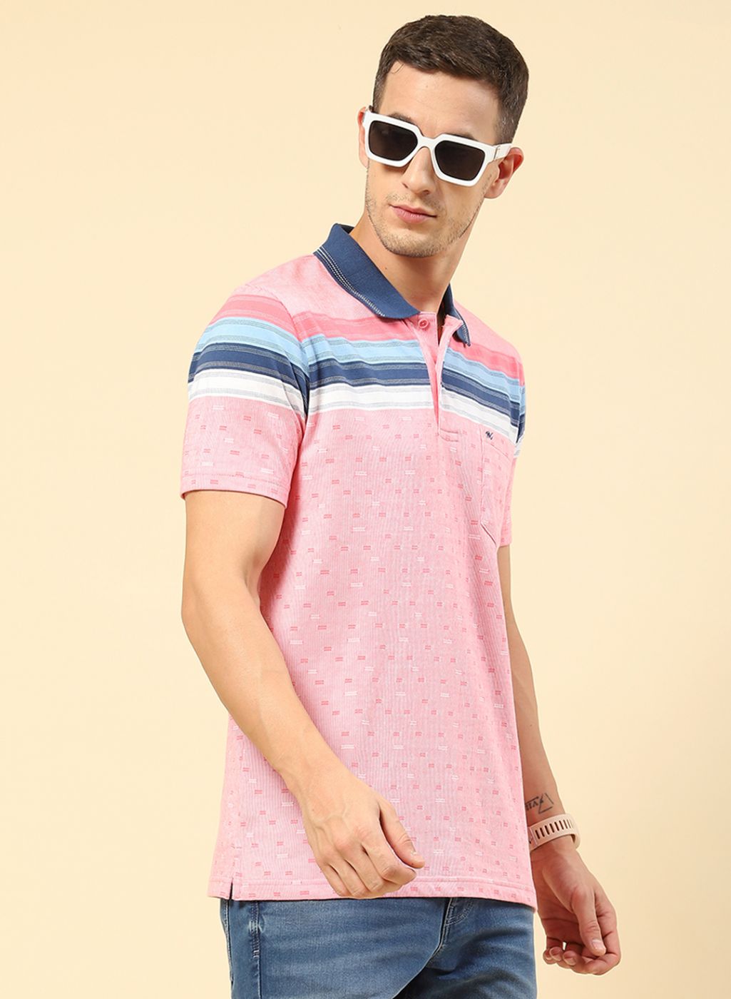 Men Pink Printed T-Shirt