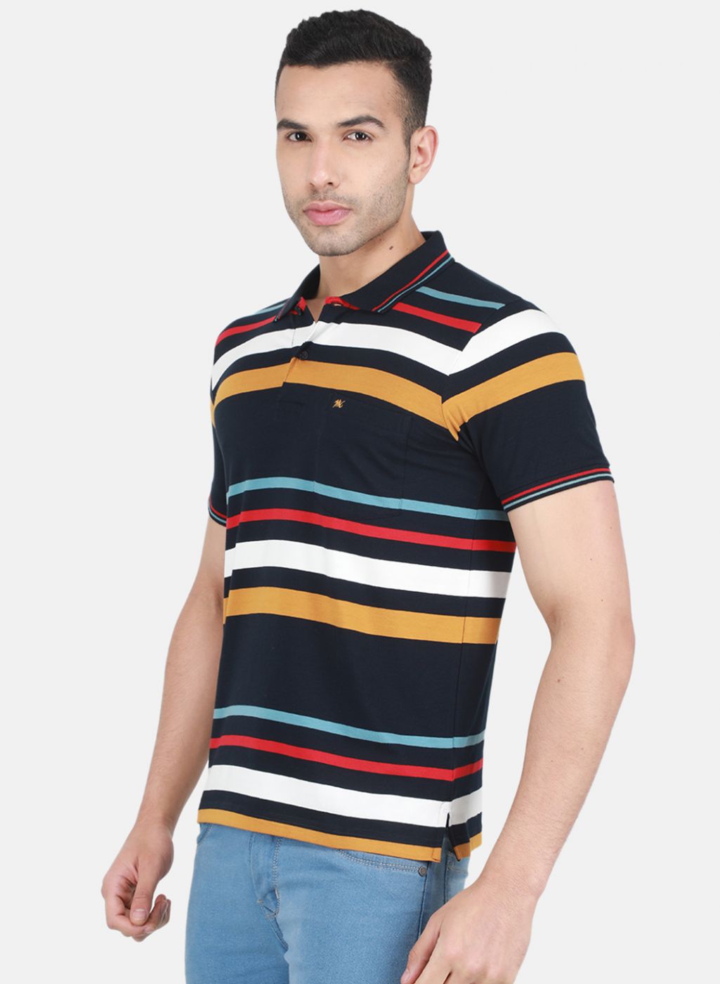 Men NAvy Blue Stripe T-Shirt