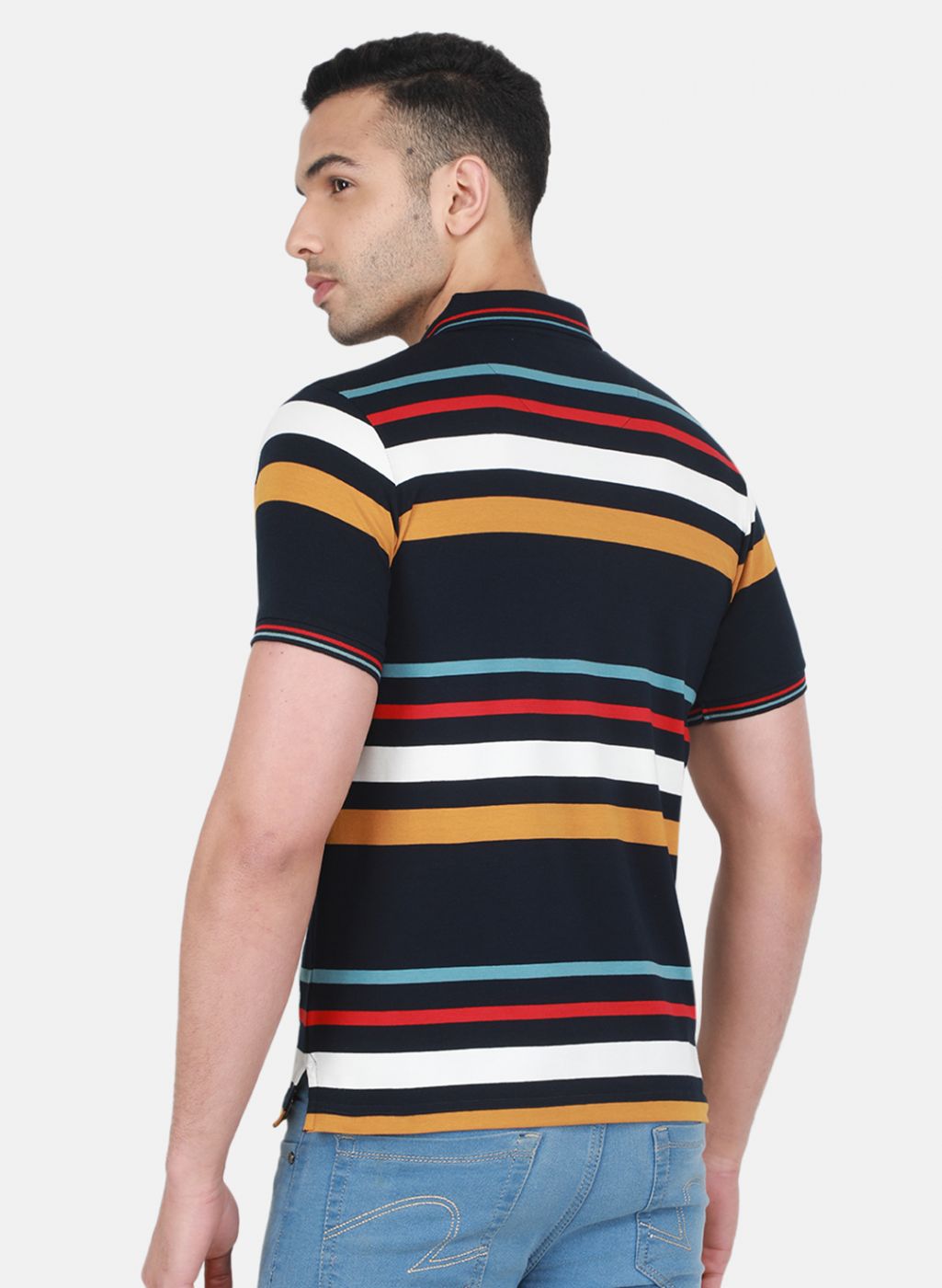 Men NAvy Blue Stripe T-Shirt