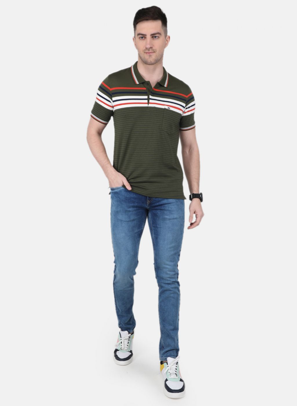 Men Olive Printed T-Shirt