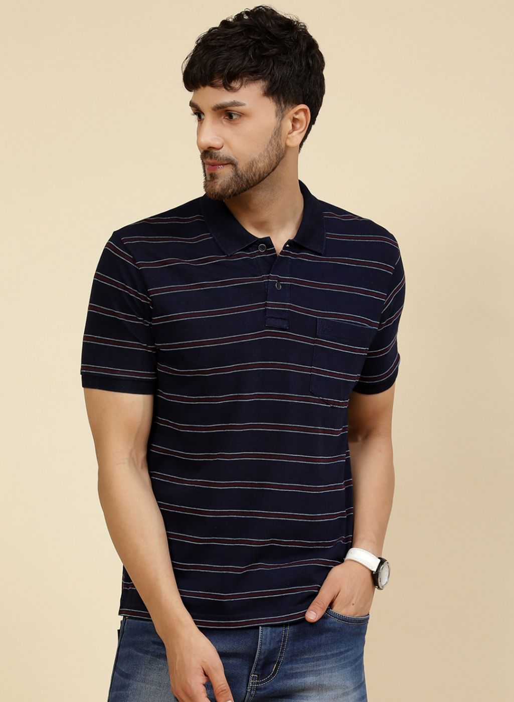 Men NAvy Blue Printed T-Shirt