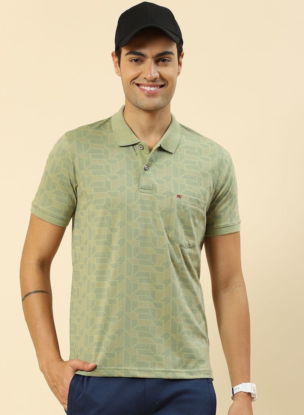 Men Green Printed T-Shirt