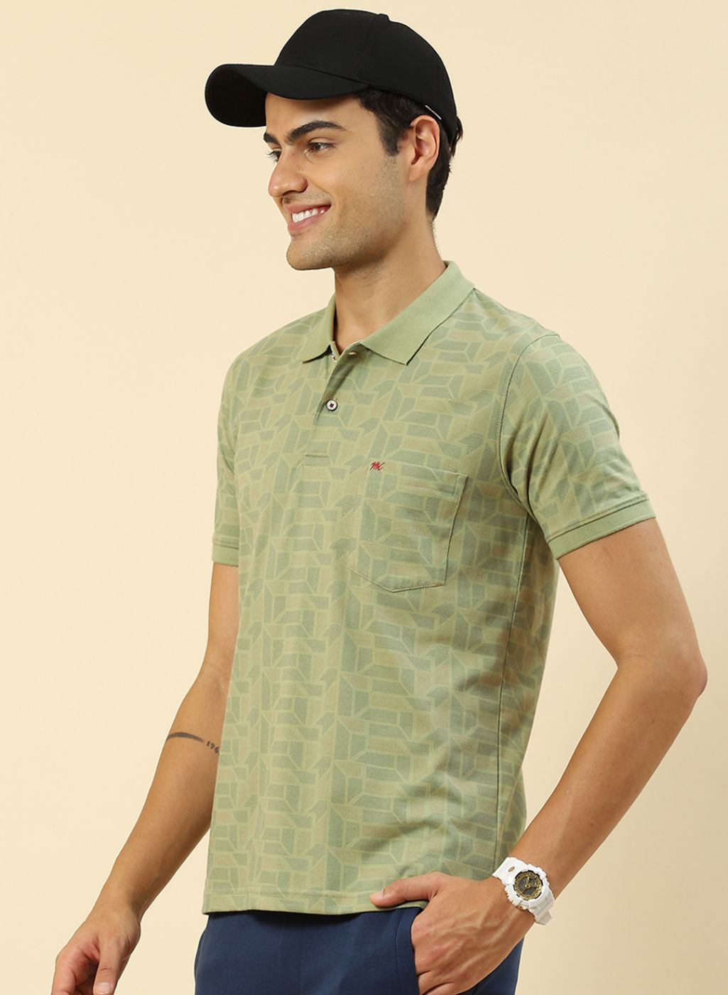 Men Green Printed T-Shirt