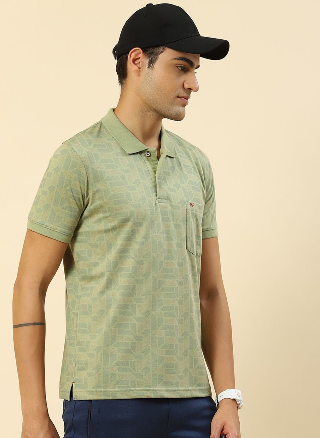 Men Green Printed T-Shirt