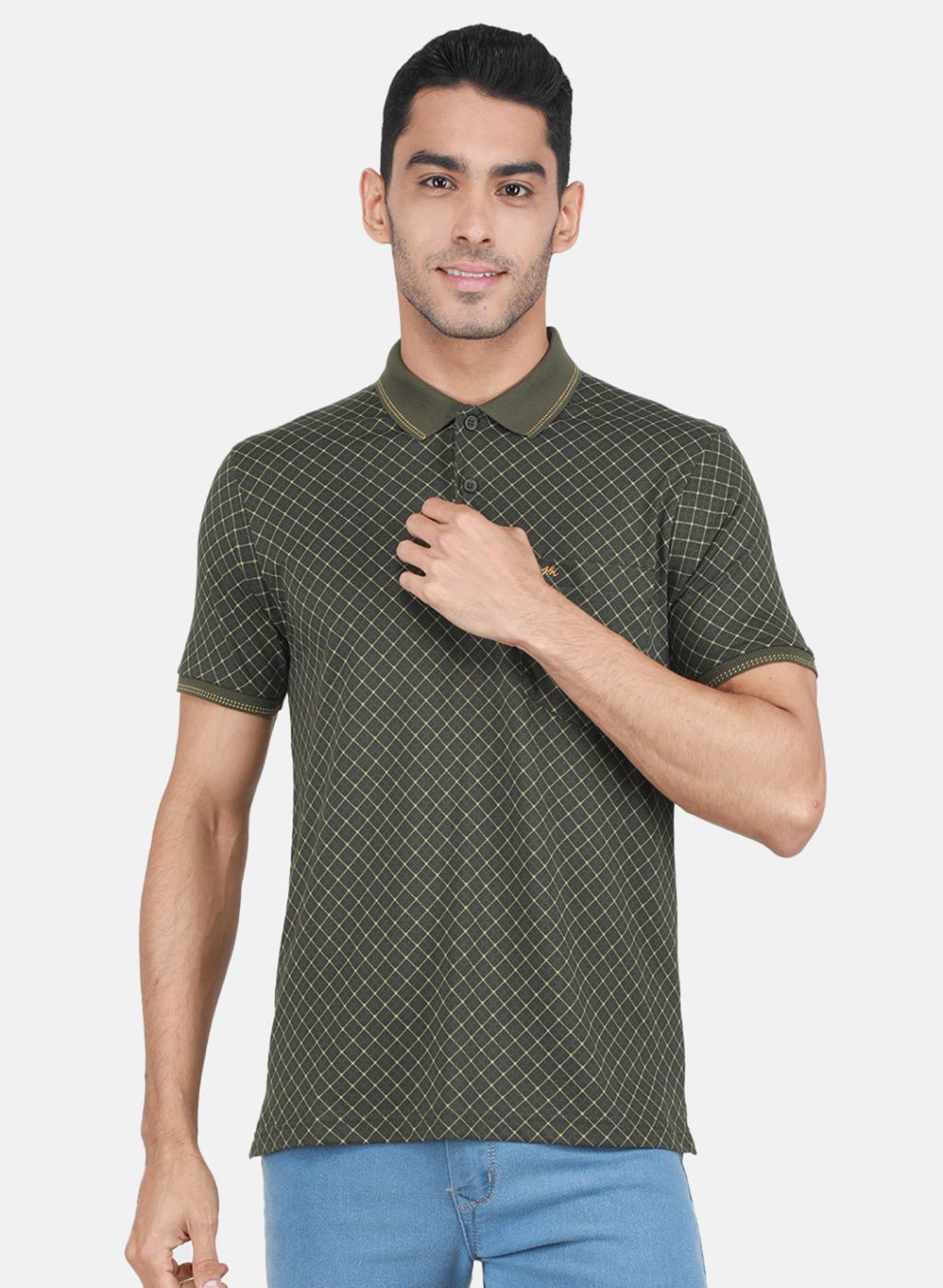 Men Olive Printed T-Shirt