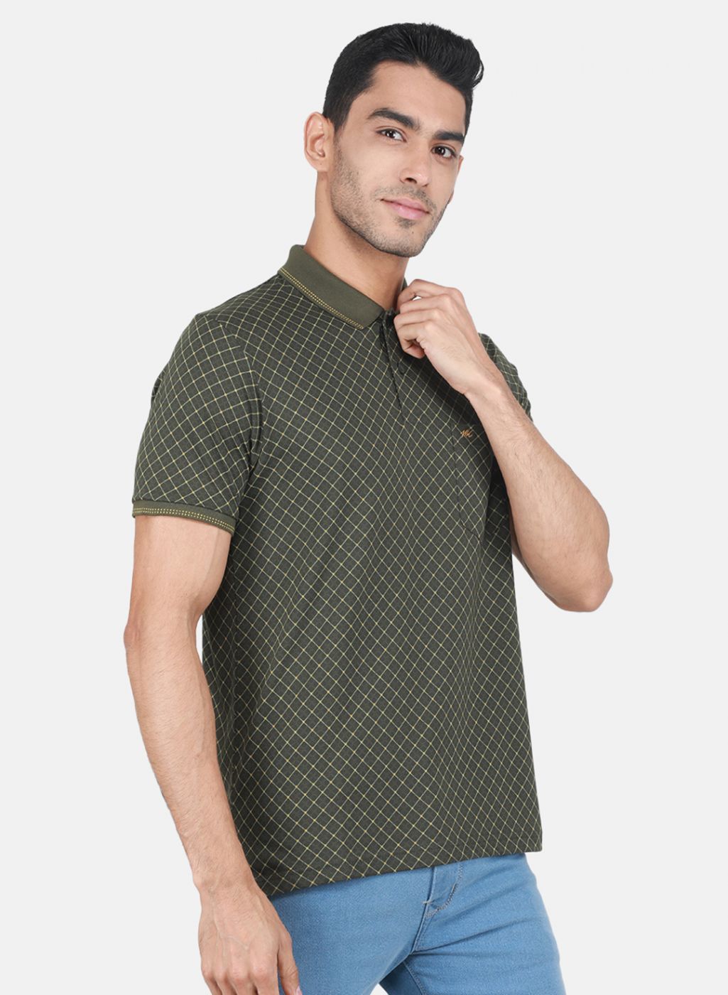 Men Olive Printed T-Shirt