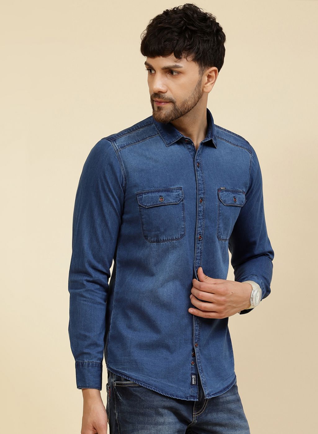 Men Blue Solid Shirt