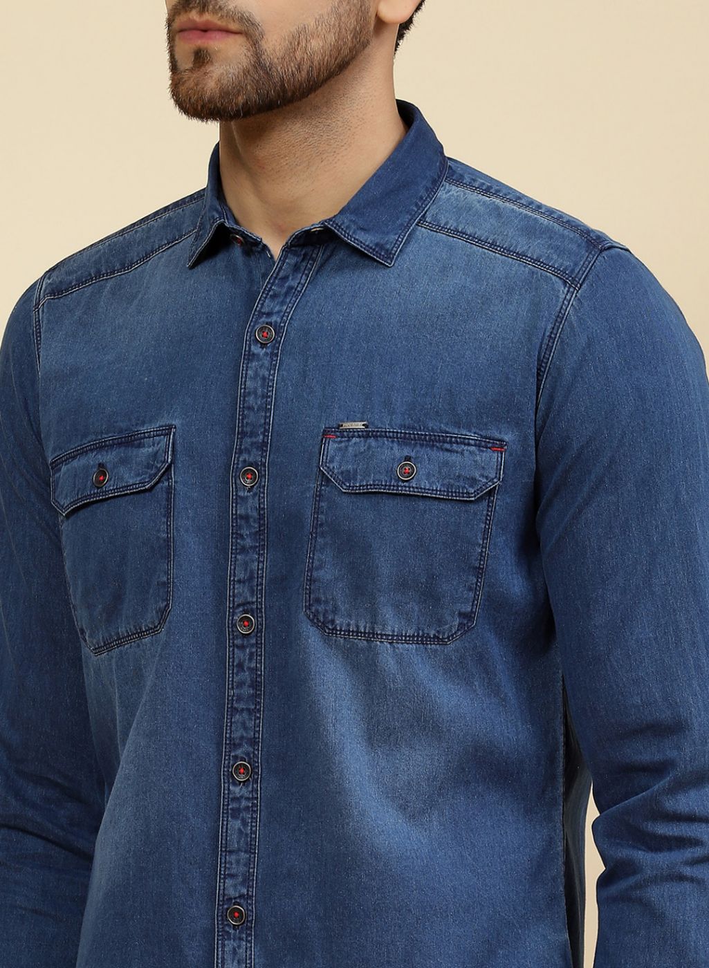 Men Blue Solid Shirt