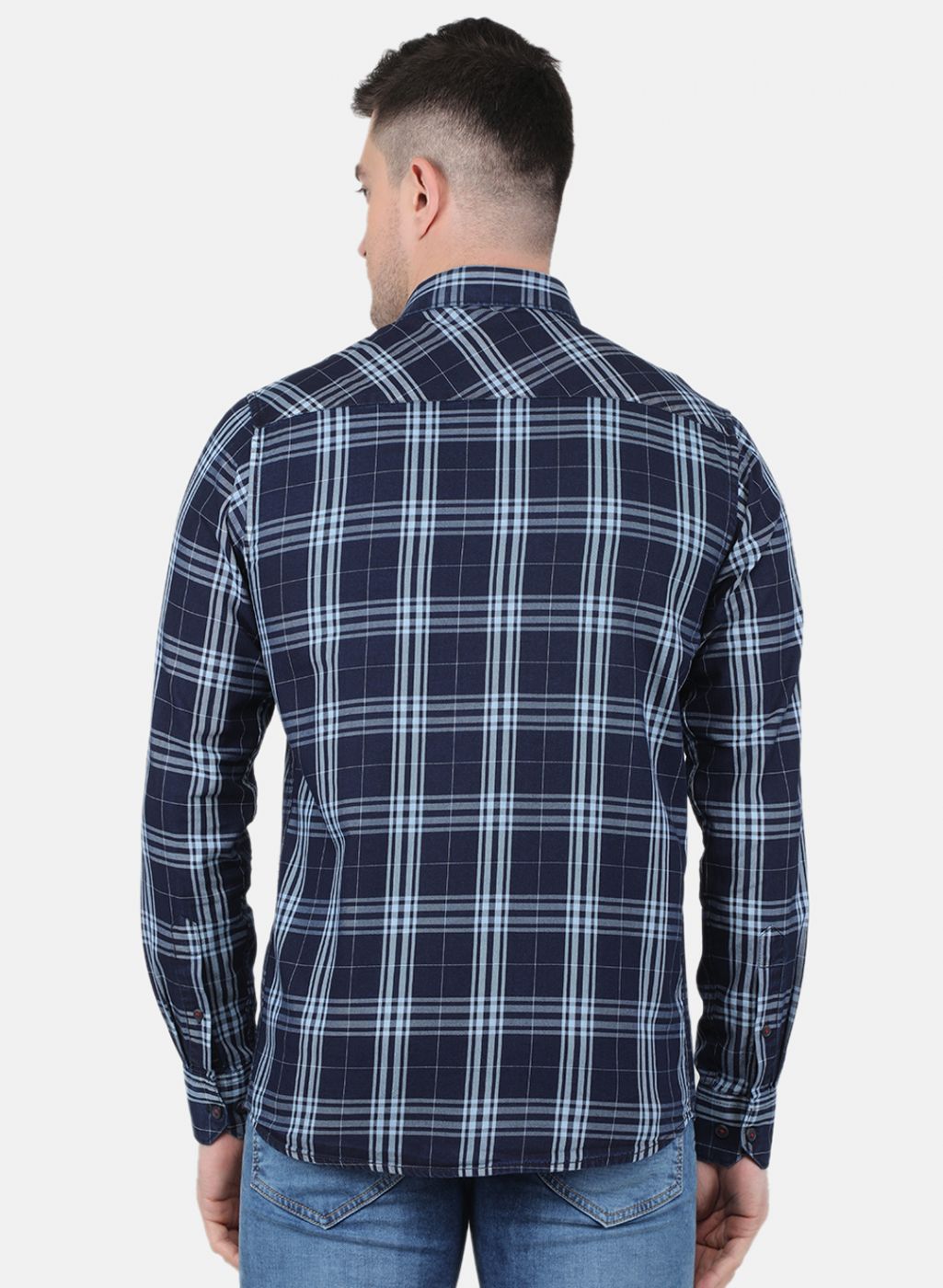 Men NAvy Blue Check Shirt