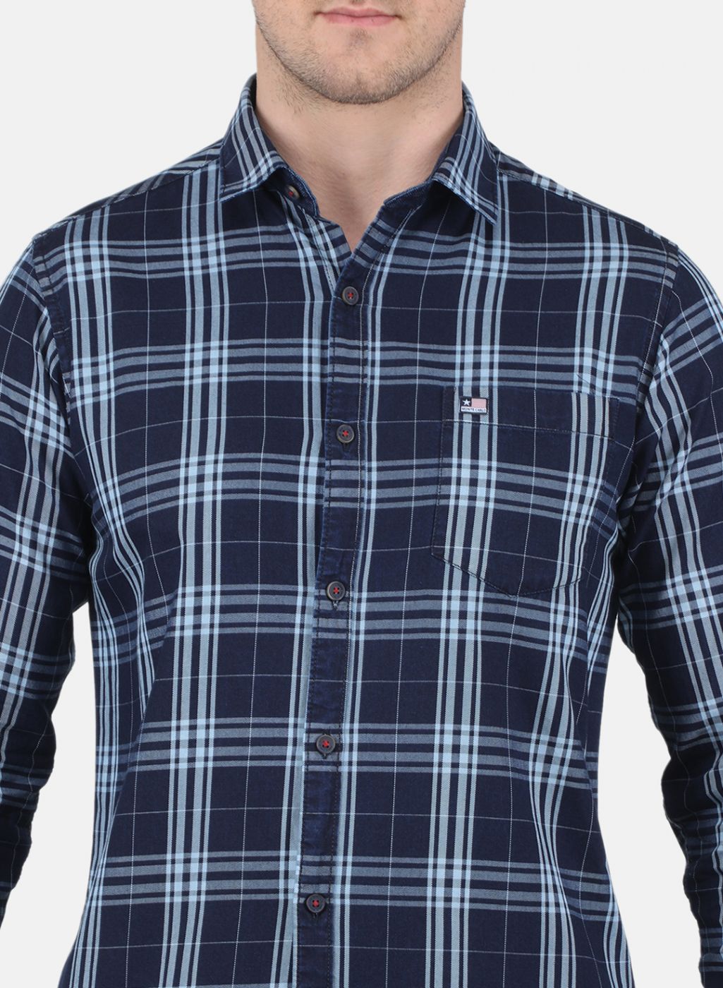 Men NAvy Blue Check Shirt