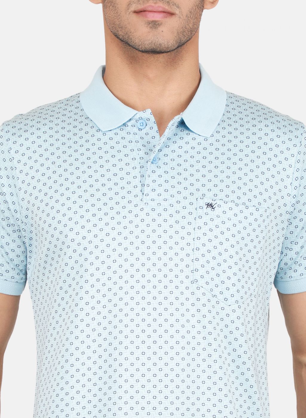 Men Sky Blue Printed T-Shirt