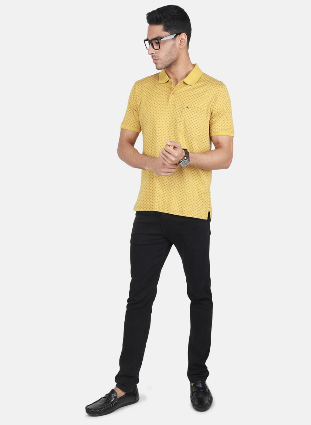 Men Mustard Printed T-Shirt