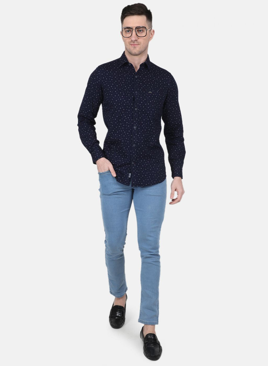 Men Blue Printed Shirt