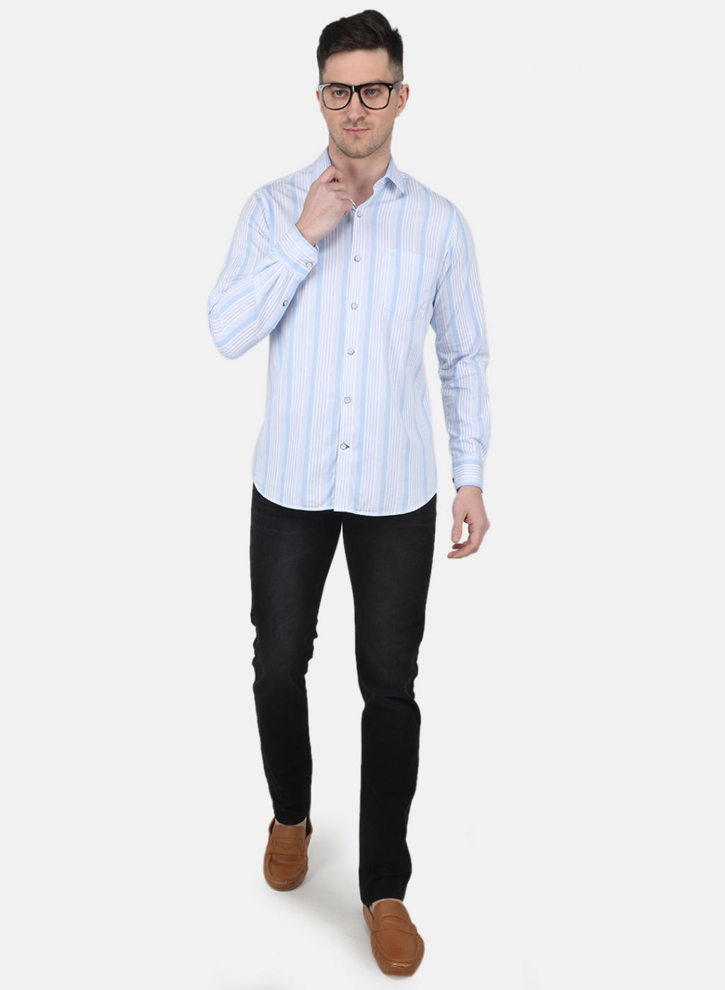 Men Sky Blue Printed Shirt