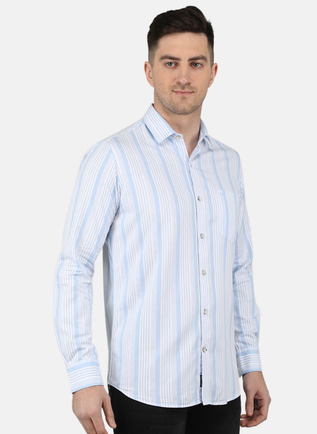 Men Sky Blue Printed Shirt