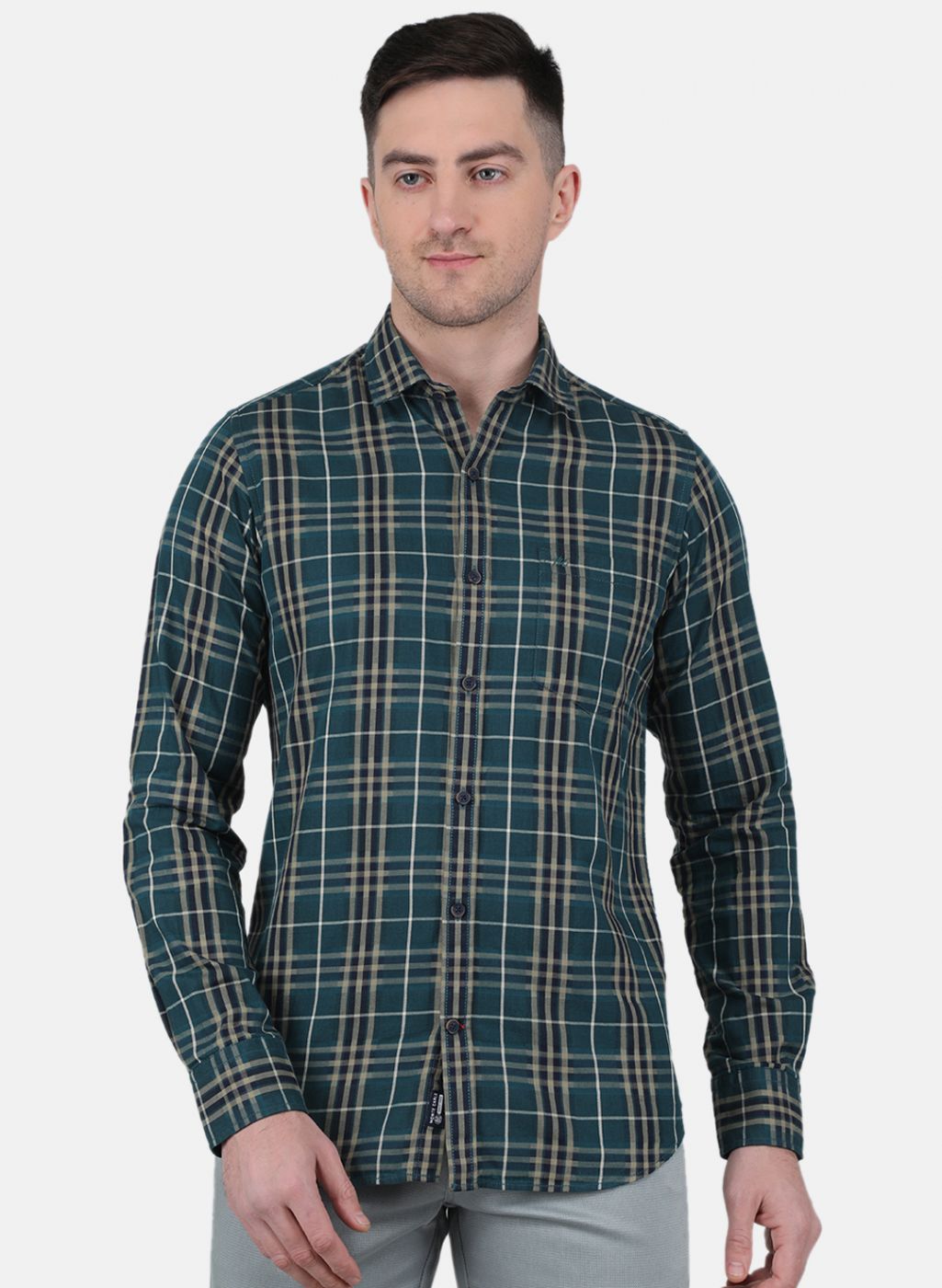 Men Green Check Shirt