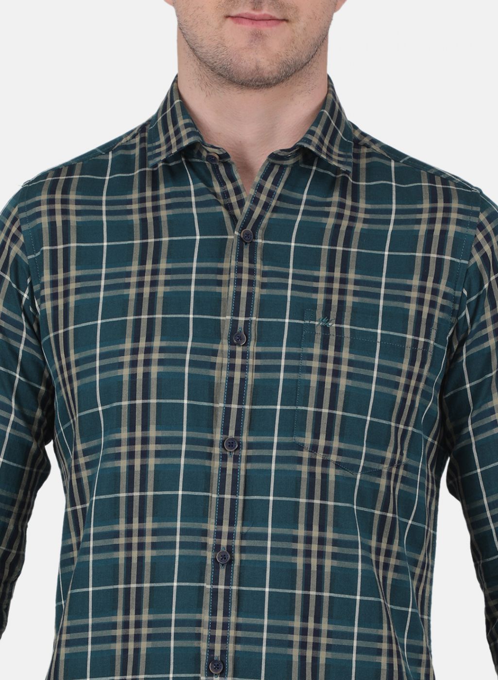 Men Green Check Shirt