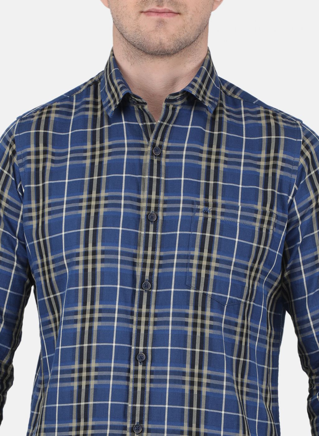 Men Blue Check Shirt