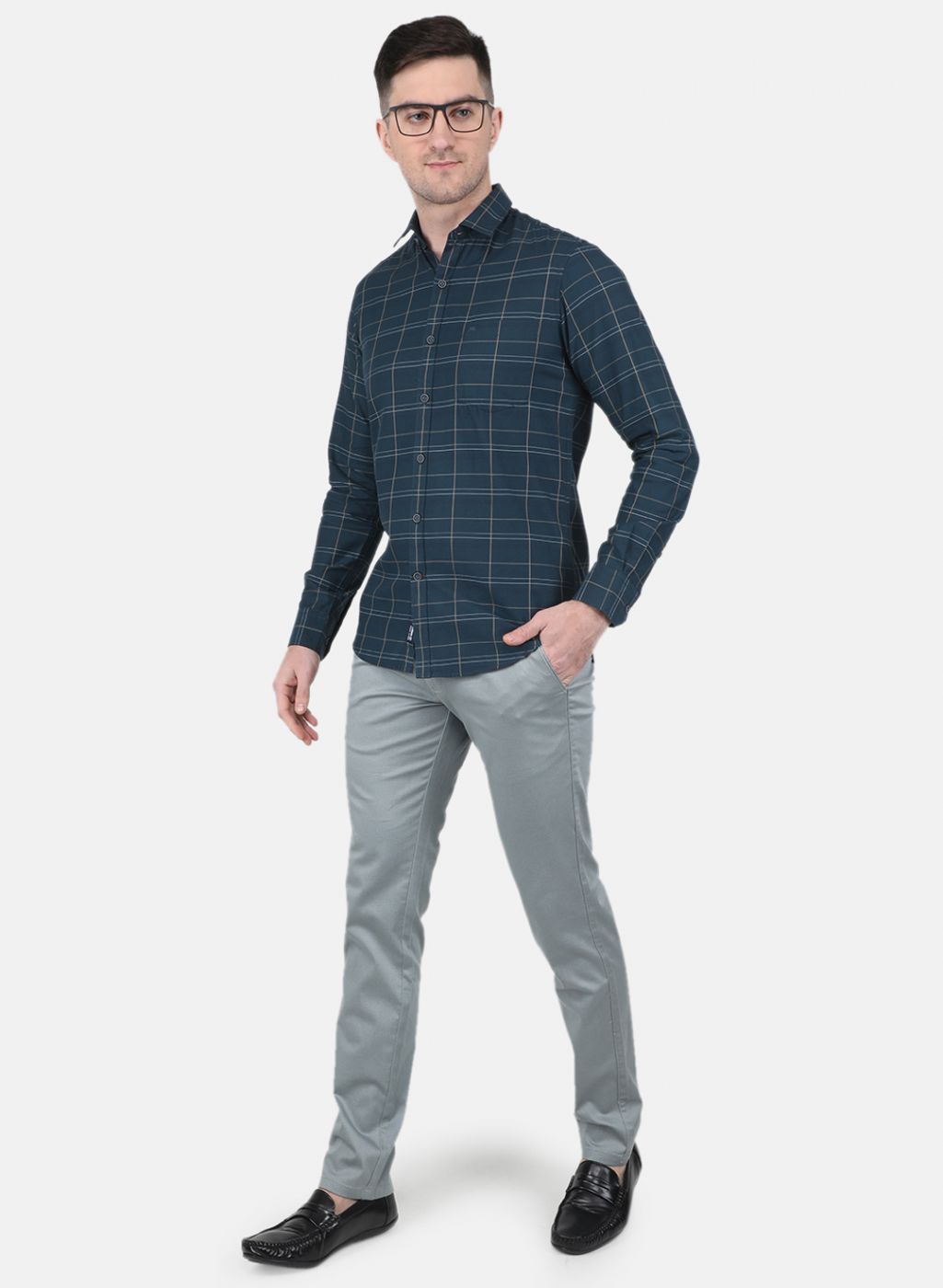 Men Green Check Shirt