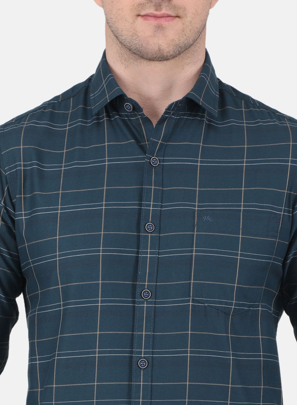 Men Green Check Shirt