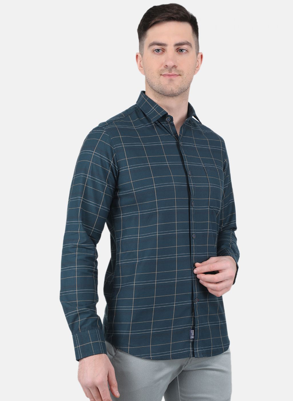 Men Green Check Shirt