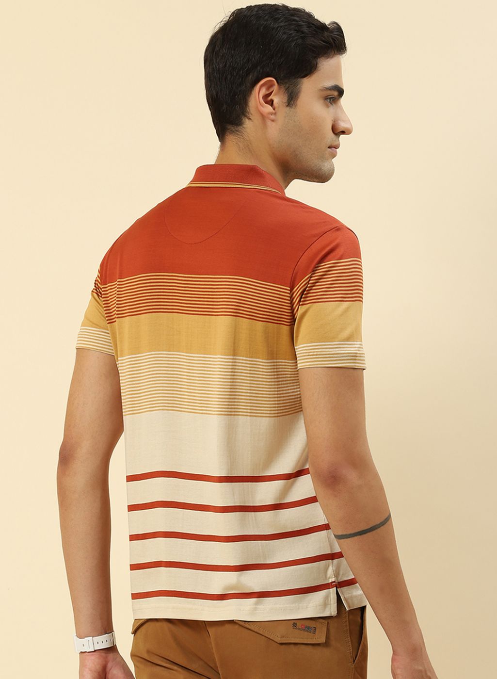 Men Orange Stripe T-Shirt